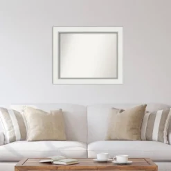34" X 28" Non-Beveled Eva White Silver Wall Mirror - Amanti Art -Home Furniture GUEST bf7efe10 8fcd 4753 adeb 8d9a319009af