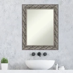 24" X 30" Non-Beveled Silver Luxor Wood Bathroom Wall Mirror - Amanti Art -Home Furniture GUEST bfb4bf3e 2bf3 4351 b164 5b182929edc0