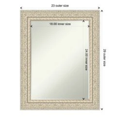 Amanti Art Fair Baroque Cream Petite Bevel Wood Bathroom Wall Mirror 29.5 X 23.5 In. -Home Furniture GUEST c03ab805 bec9 427f 8384 d98c12596f22