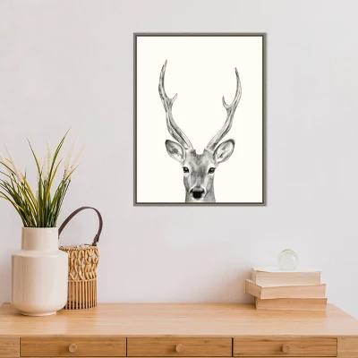 18" X 24" Animal Mug IV Deer By Victoria Borges Framed Canvas Wall Art Gray - Amanti Art 5 18" X 24" Animal Mug IV Deer By Victoria Borges Framed Canvas Wall Art Gray - Amanti Art - Image 3