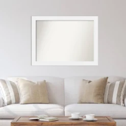 Amanti Art 43" X 32" Non-Beveled Corvino White Wood Wall Mirror : Modern Rectangular Design, Includes Mounting Hardware -Home Furniture GUEST c1150133 7d41 4453 8a0c 4918153411d9