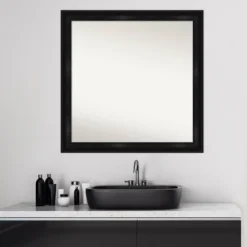 30" X 30" Non-Beveled Grand Narrow Bathroom Wall Mirror Black - Amanti Art -Home Furniture GUEST c11a6c39 8bfc 4819 afe1 bdb0ddd40032