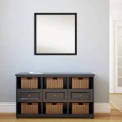 28" X 28" Non-Beveled Grace Narrow Bathroom Wall Mirror Brushed Metallic Black - Amanti Art -Home Furniture GUEST c1936210 d2fd 4c42 85e0 5fde35d874c7