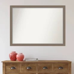 41" X 30" Non-Beveled Eva Narrow Bathroom Wall Mirror Brown - Amanti Art -Home Furniture GUEST c32ab46a 14ba 479b 9703 8947189c4c32