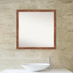 29" X 29" Non-Beveled Fresco Wood Bathroom Wall Mirror Light Pecan Brown - Amanti Art -Home Furniture GUEST c382c879 cc9e 44e7 9ff3 03d1e52fd128