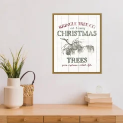 16" X 20" Christmas Tree Farm Sign By Wild Apple Portfolio Framed Canvas Wall Art - Amanti Art -Home Furniture GUEST c3a8613f 42f8 4039 9499 e7f8b8417722