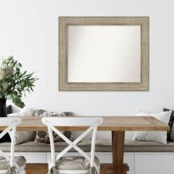 34" X 28" Non-Beveled Trellis Silver Wood Wall Mirror - Amanti Art -Home Furniture GUEST c4f0621a aeb7 4d1c ab1f f8680b5d5c31