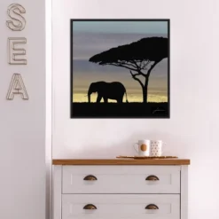 22" X 22" Savanna Elephant I By James Burghardt Framed Canvas Wall Art Black - Amanti Art -Home Furniture GUEST c51bf73e 89f1 47a8 831a 515dbde6ff1c
