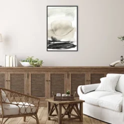 23" X 33" Horizon Triptych II By Jennifer Goldberger Framed Canvas Wall Art Print Black - Amanti Art -Home Furniture GUEST c5788dfc 19f9 43a9 9d30 24d019ab3e4b