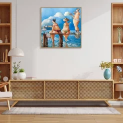 30" X 30" Tea Break On The Jetty By Ronald West Framed Canvas Wall Art Print - Amanti Art -Home Furniture GUEST c6a6536c 2779 437f b228 9b783768c95f
