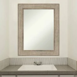 24" X 30" Non-Beveled Trellis Silver Wood Bathroom Wall Mirror - Amanti Art -Home Furniture GUEST c6a7e01e 9b82 49db 8243 f379d4e0297b