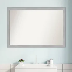 39" X 27" Non-Beveled Vista Brushed Nickel Narrow Bathroom Wall Mirror - Amanti Art -Home Furniture GUEST c7a721d9 c4ef 43be a834 e384e13a7912