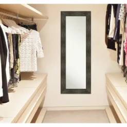 20" X 54" Non-Beveled Rail Rustic Char Full Length On The Door Mirror - Amanti Art -Home Furniture GUEST c9d34481 50bd 4dae 899f da70851809e7