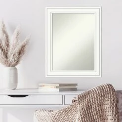 23" X 29" Non-Beveled Craftsman White Wood Wall Mirror - Amanti Art -Home Furniture GUEST ca06f0b3 a368 40b0 b695 c0adfaf6da40