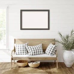 39"x27" Upcycled Wood Frame White Cork Board Brown/Gray - Amanti Art -Home Furniture GUEST ca186ee3 096d 4e3e ac82 cfdaef4a1cd1