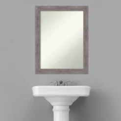 22" X 28" Non-Beveled Pinstripe Plank Gray Narrow Bathroom Wall Mirror - Amanti Art 17 22" X 28" Non-Beveled Pinstripe Plank Gray Narrow Bathroom Wall Mirror - Amanti Art -Home Furniture GUEST cb638d17 0b19 4728 a981 8fcfdf7c74ee