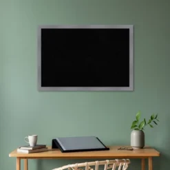 38"x26" Edwin Wood Frame Black Cork Board Gray - Amanti Art -Home Furniture GUEST cbeeab1c a8e9 487f 9b6f 69e4c421b491