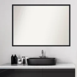39" X 28" Non-Beveled Lucie Wood Bathroom Wall Mirror Black - Amanti Art -Home Furniture GUEST cd8c2834 036d 4e16 ae67 ac0f5d2cc3f7