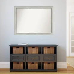 42" X 31" Non-Beveled Flair Patina Bathroom Wall Mirror Silver - Amanti Art -Home Furniture GUEST ce2e9e7f 386a 44fa 8c00 2cbcd219ec7b