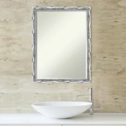 Amanti Art Scratched Wave Chrome Petite Bevel Bathroom Wall Mirror 26 X 20 In. -Home Furniture GUEST ceb33cc5 a84f 4413 8b91 350ba93672f1