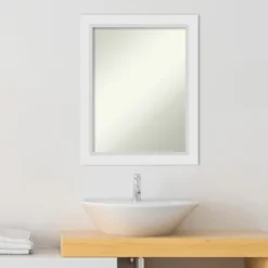Amanti Art Blanco White Non-Beveled Wood Bathroom Wall Mirror -Home Furniture GUEST d0a0e06c d0fd 4fb2 b74a 4f0f876fe1b6