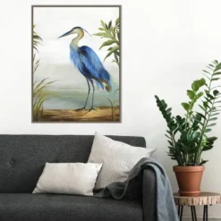 22" X 30" Blue Heron By Aimee Wilson Framed Canvas Wall Art Gray Wash - Amanti Art -Home Furniture GUEST d0f61358 8d5c 4f5a af48 c4d401954cfa
