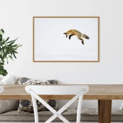 23" X 16" Red Fox In Snow By Deborah Winchester Danita Delimont Framed Canvas Wall Art - Amanti Art -Home Furniture GUEST d183b413 b7d4 4044 8e8b aaaaa3198ebf