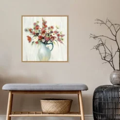 22" X 22" Coastal Bouquet Autumn By Silvia Vassileva Framed Canvas Wall Art Light Brown - Amanti Art -Home Furniture GUEST d1c0727b 3276 4d2f a798 f32f5d466ec1