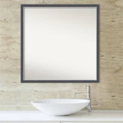 28" X 28" Non-Beveled Eva Thin Bathroom Wall Mirror Black - Amanti Art -Home Furniture GUEST d1eea843 f3b3 43ee 919e d582be3a1983