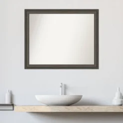 32"x26" Non-Beveled Upcycled Wood Bathroom Wall Mirror Brown/Gray - Amanti Art: Modern Rectangular Design, Wall Mounted, Includes Hardware -Home Furniture GUEST d29202ec f187 483b b325 a2f250263ef1