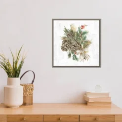 16" X 16" Holiday Spirit Pinecone Wreath By PI Studio Framed Canvas Wall Art - Amanti Art -Home Furniture GUEST d29cc2a9 d2a3 4cc1 b034 347fae01ed77