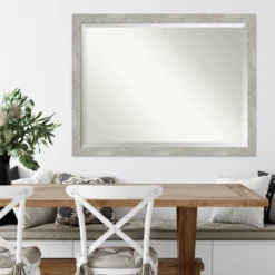 44" X 34" Dove Narrow Framed Wall Mirror Graywash - Amanti Art -Home Furniture GUEST d54cc755 2834 412d b112 b52cdd456a42