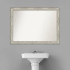 43" X 32" Non-Beveled Crackled Bathroom Wall Mirror Metallic Silver - Amanti Art -Home Furniture GUEST d5cb79b0 2342 45f1 9458 c32c291da9bf