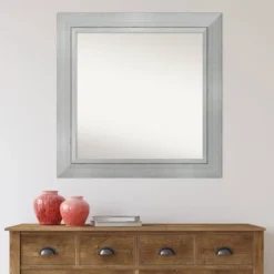 33" X 33" Non-Beveled Romano Silver Wood Wall Mirror - Amanti Art -Home Furniture GUEST d87dcb72 ea37 480b 96b8 80a78df34e2c