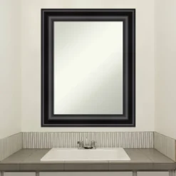 24" X 30" Non-Beveled Grand Bathroom Wall Mirror Black - Amanti Art -Home Furniture GUEST d8a6dd7c 8732 4793 aee6 f3bf7bc51e3a