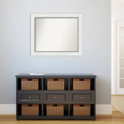 34" X 28" Non-Beveled Eva White Silver Wall Mirror - Amanti Art -Home Furniture GUEST d8cbd234 8edb 45ba bd4a 346d9688160d
