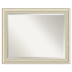 32" X 26" Country White Wash Framed Wall Mirror - Amanti Art
