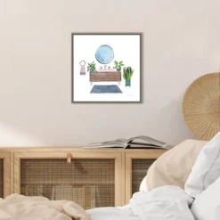 16" X 16" Bathroom I By Farida Zaman Framed Canvas Wall Art Green - Amanti Art -Home Furniture GUEST d9cf12ae c48b 4c4d 9e08 3eefb0a5b42e