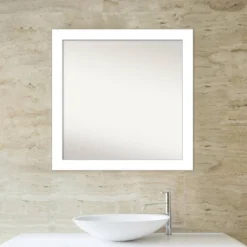30" X 30" Non-Beveled Wedge White Bathroom Wall Mirror - Amanti Art -Home Furniture GUEST da841bf6 b442 4092 8f41 853565083f75