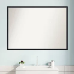 39" X 28" Non-Beveled Lucie Wood Bathroom Wall Mirror Black - Amanti Art -Home Furniture GUEST dad2dc53 92bd 4cb7 bc84 d504ff7b42b5