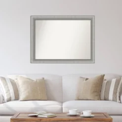 43" X 32" Non-Beveled Elegant Brushed Pewter Wall Mirror - Amanti Art: Modern Polystyrene Frame, Includes Mounting Hardware -Home Furniture GUEST dadcd5c5 79d1 4920 bbae 4e3036c7d199