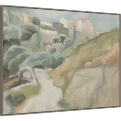 42" X 32" Afternoon Forest Hike By Urban Road Framed Canvas Wall Art Print - Amanti Art