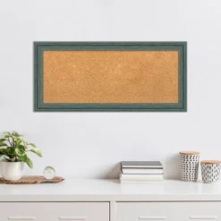33"x15" Upcycled Wood Frame Natural Cork Board Teal/Gray - Amanti Art: Custom Framed, Wall Mounted, Bulletin Board For Home Office -Home Furniture GUEST db9f0452 6c09 4a5b aa2e dc06bb28b2cc