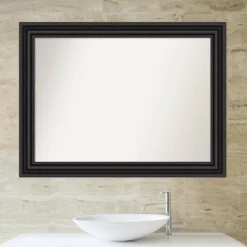 44" X 33" Non-Beveled Colonial Bathroom Wall Mirror Black - Amanti Art -Home Furniture GUEST dbef71f4 d327 47a7 a7bc 16b71f2847ce
