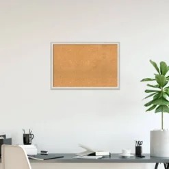 38"x26" Two Tone Wood Frame Cork Board Silver - Amanti Art: Wall Mount, Bulletin, Large Size -Home Furniture GUEST ddbd0f85 266e 4e26 bb45 f18e3353a9f2