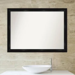 42" X 31" Non-Beveled Grand Narrow Bathroom Wall Mirror Black - Amanti Art -Home Furniture GUEST dfc822ee 5dd0 4483 9ced 7845f9e0ba54
