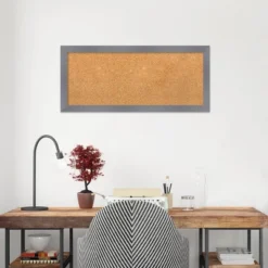 32"x14" Edwin Wood Frame Natural Cork Board Gray - Amanti Art -Home Furniture GUEST e04b118b 3b2f 480b 9830 a6c9638beaf9