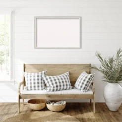 38"x26" Two Tone Wood Frame White Cork Board Silver - Amanti Art -Home Furniture GUEST e12c822c 71e4 489d b38d f66dc2a34402