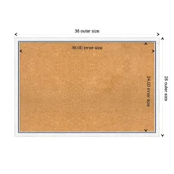 38"x26" Morgan Wood Frame Natural Cork Board White/Blue - Amanti Art: Bulletin Board For Office, Wall Mounted -Home Furniture GUEST e1c8ba81 4f83 47d1 8140 d5e3081ae371