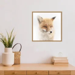 16" X 16" Satisfied Fox By Doris Reindl Framed Canvas Wall Art - Amanti Art -Home Furniture GUEST e1cfc5b6 ba1f 45aa a68c a58112ae41ac